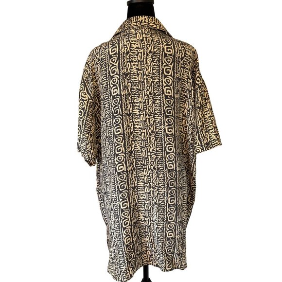 I.B. Diffusion 90s Y2K Unisex Shirt Size 12 Oversized Abstract Print 100% Silk - Picture 3 of 12